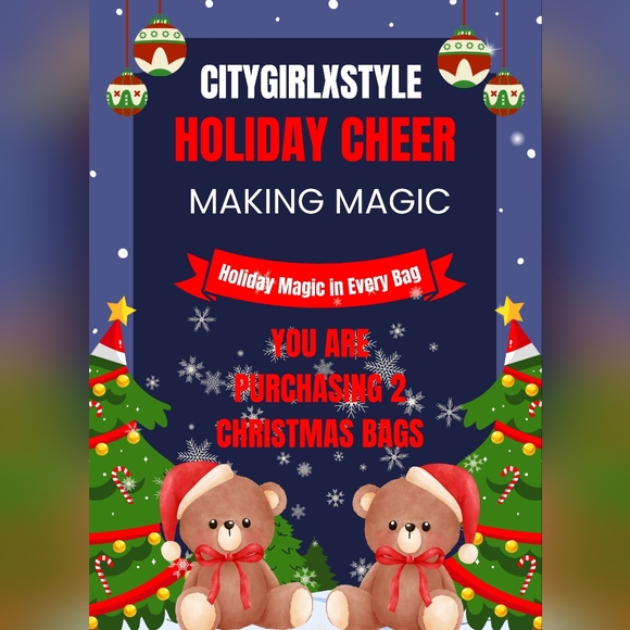 🎄 CITYGIRLXSTYLE HOLIDAY LISTING 🎁 YOU ARE PURCHASING 2 CHRISTMAS BAGS+TISSUE - Picture 1 of 4